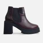 Botin tractorado vela de cuero para mujer - Vino