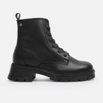 Botin tractorado isabella de cuero para mujer - Negro
