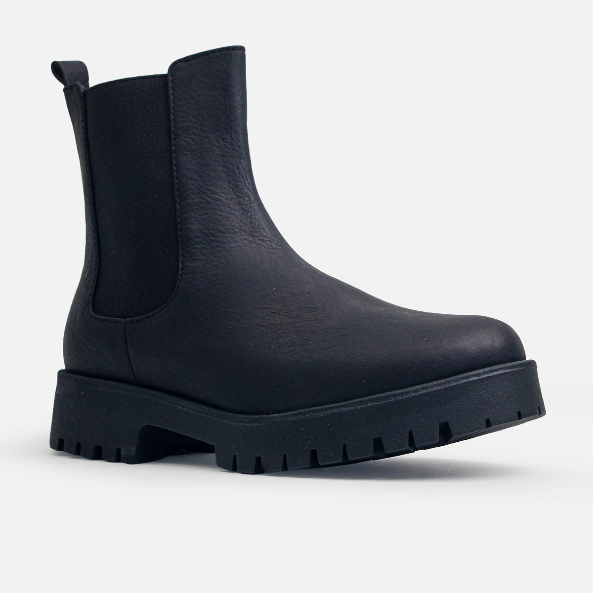 Botin tractorado melochia de cuero para mujer - Negro
