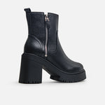 Botin tractorado magnolia de cuero para mujer - Negro