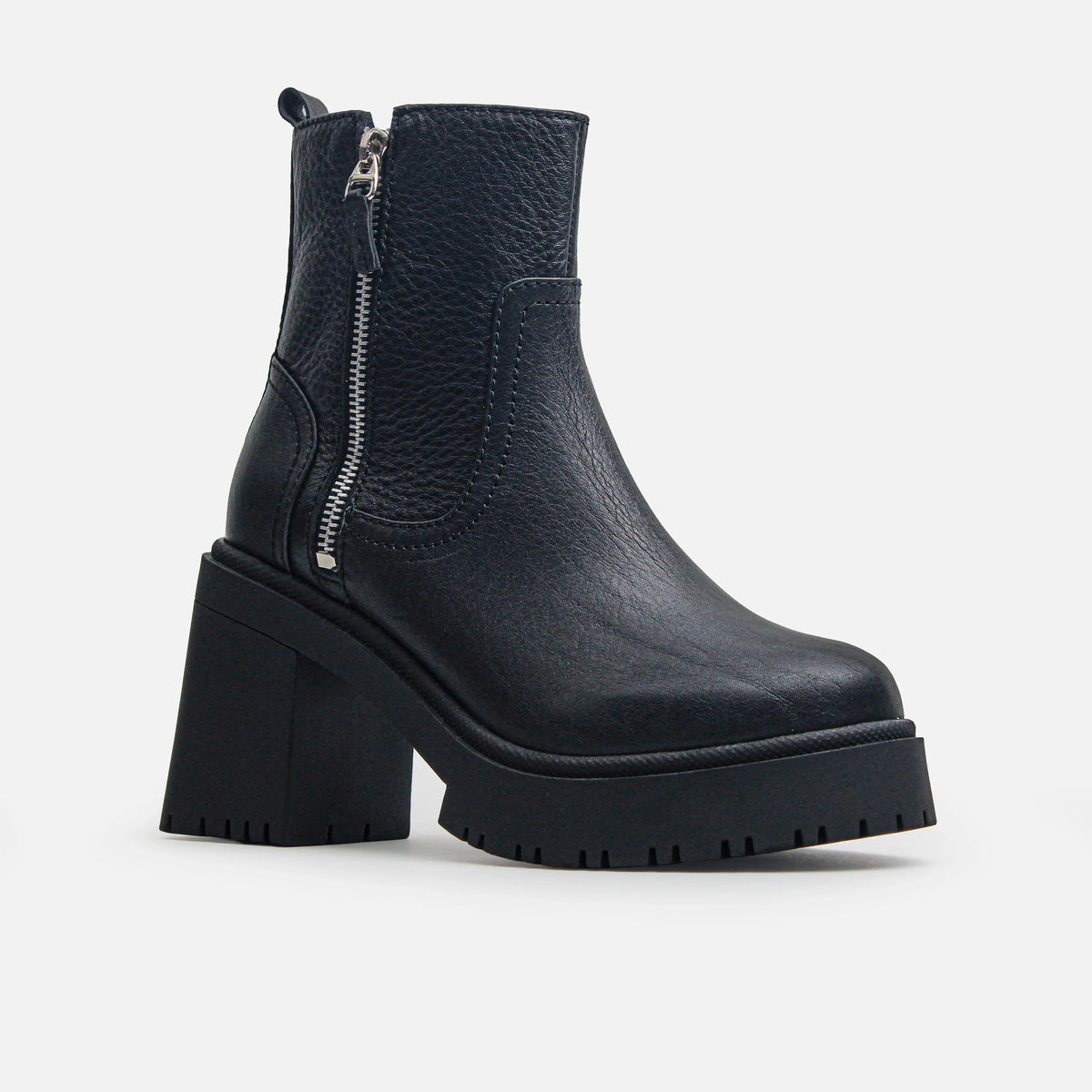 Botin tractorado magnolia de cuero para mujer - Negro
