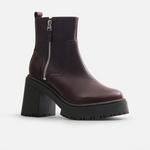 Botin tractorado magnolia de cuero para mujer - Miel