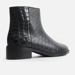 Botin plano tamel de cuero para mujer - Negro