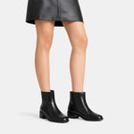 Botin plano tamel de cuero para mujer - Negro