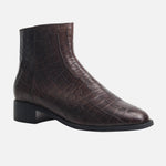 Botin plano tamel de cuero para mujer - Café