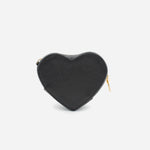 Monedero corazón de cuero para mujer - Negro