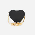 Monedero corazón de cuero para mujer - Negro