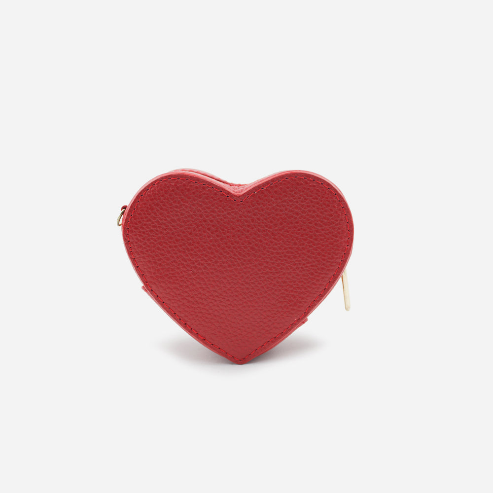 Monedero corazón de cuero para mujer - Rojo
