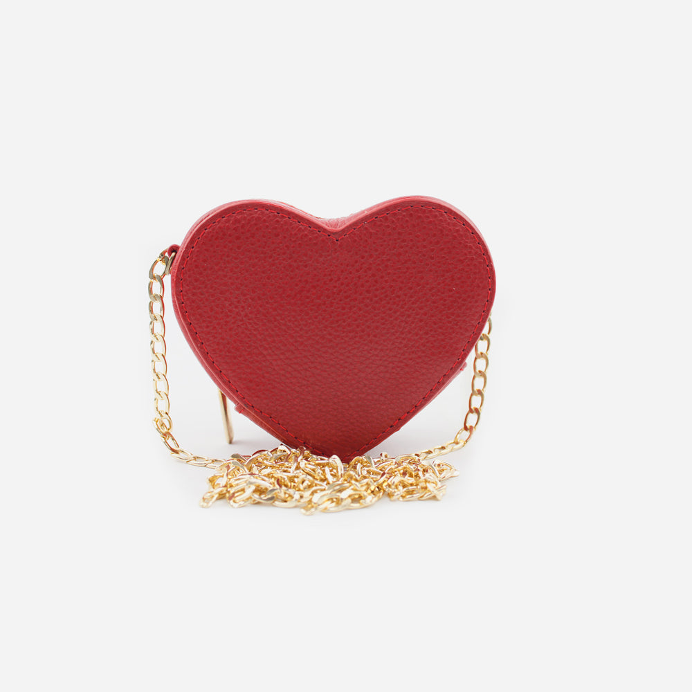 Monedero corazón de cuero para mujer - Rojo