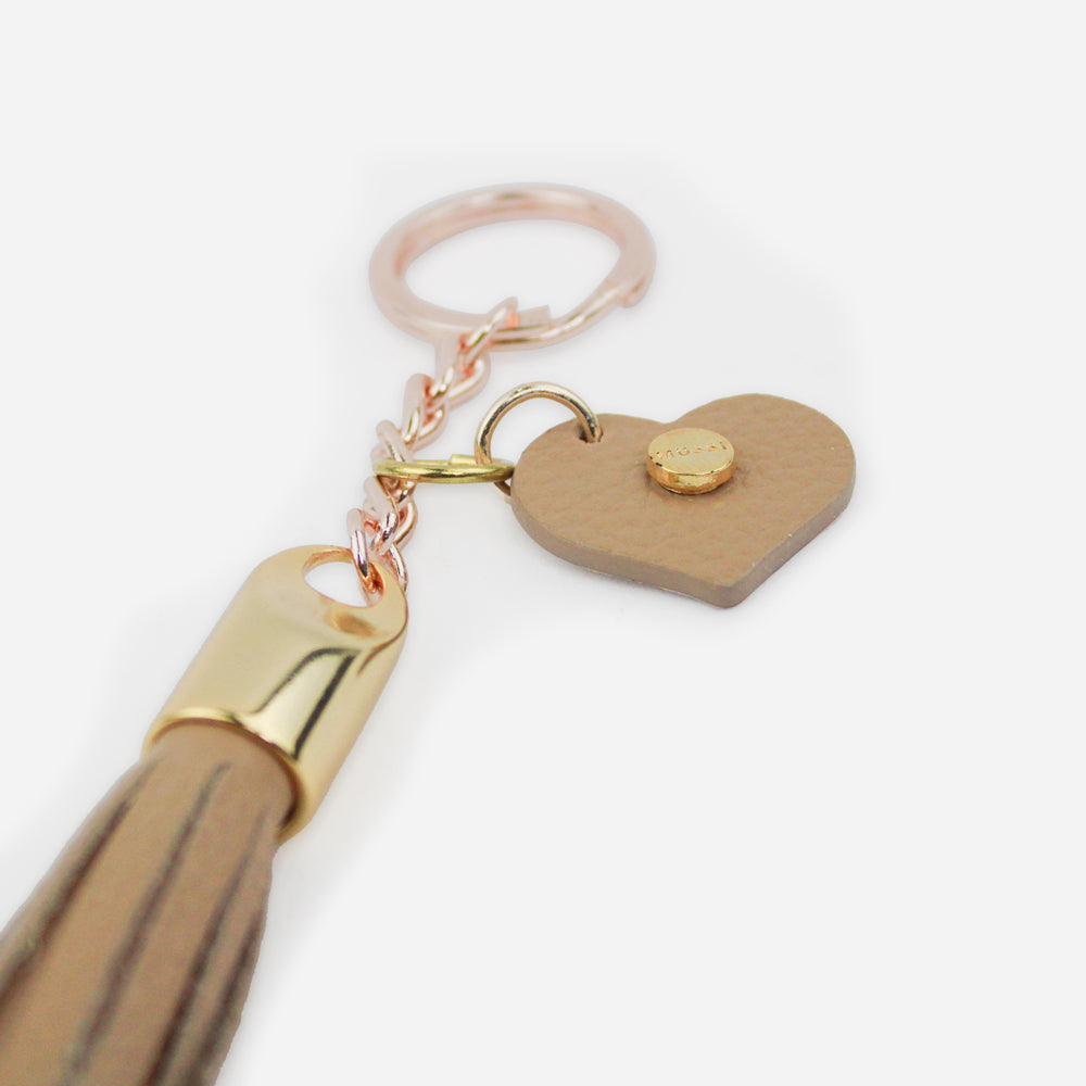 Llavero coralia de cuero para mujer - Almendra