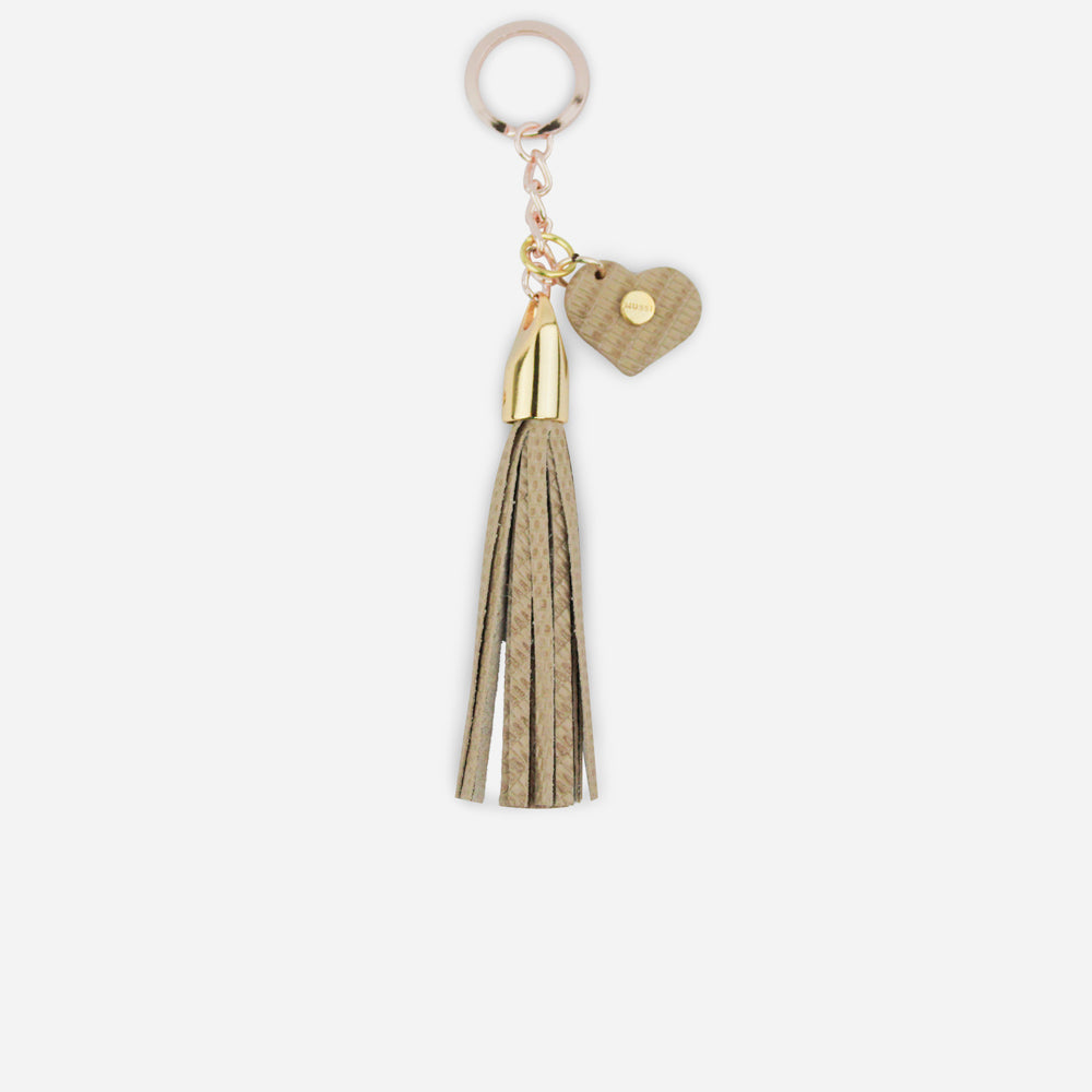 Llavero coralia de cuero para mujer - Taupe