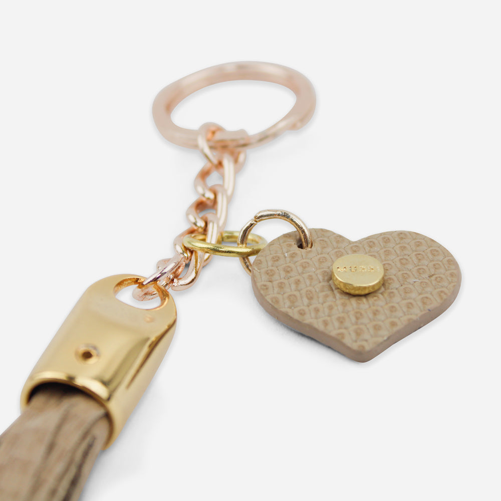 Llavero coralia de cuero para mujer - Taupe