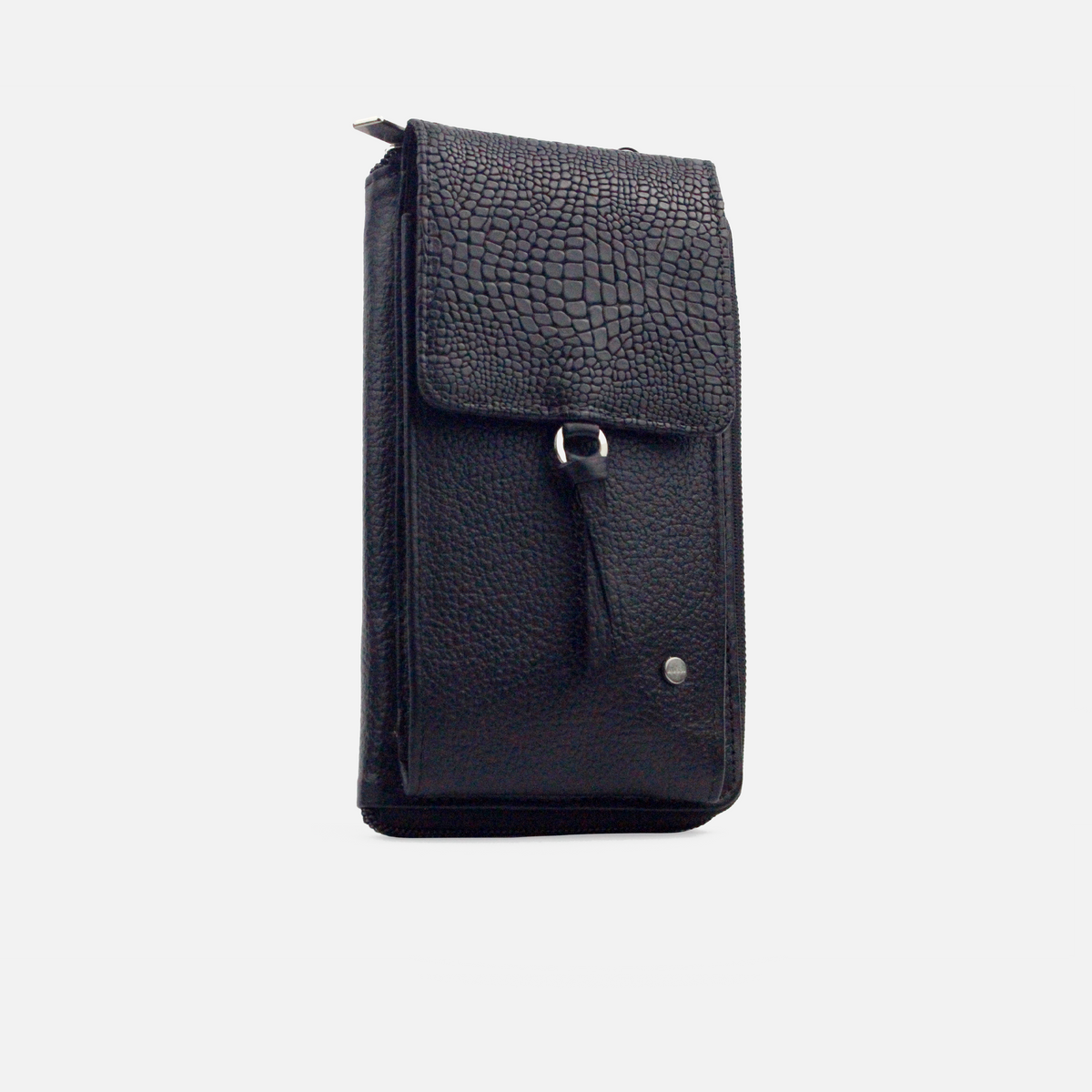 Portacelular corine de cuero para mujer - Negro