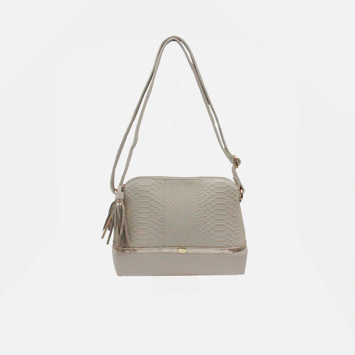 Bolso manos libres malva de cuero para mujer - Hueso