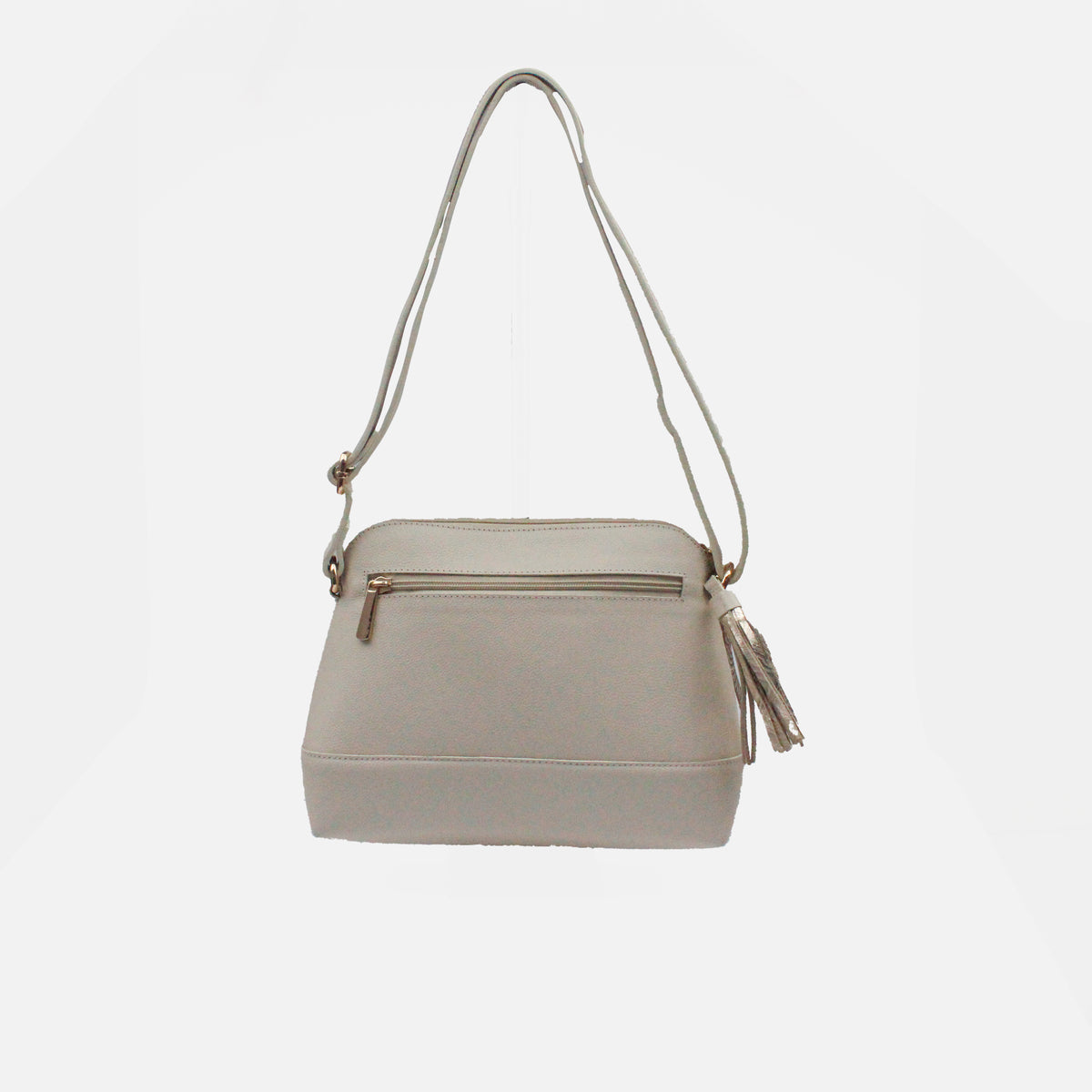 Bolso manos libres malva de cuero para mujer - Hueso