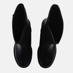 Botin plano motero de cuero para mujer - Negro