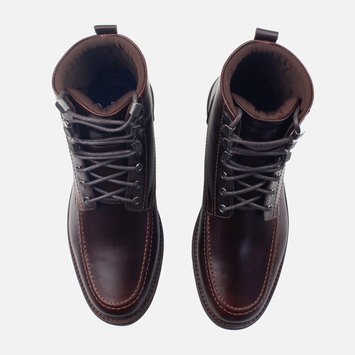 Botin con cordones steban de cuero para hombre - Brandy