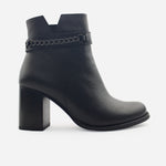 Botin tacon noemi de cuero para mujer - Negro