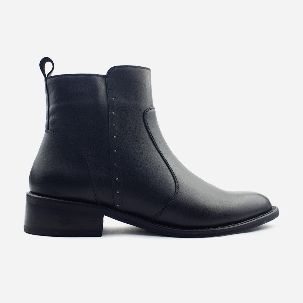 Botin plano ciel de cuero para mujer - Negro