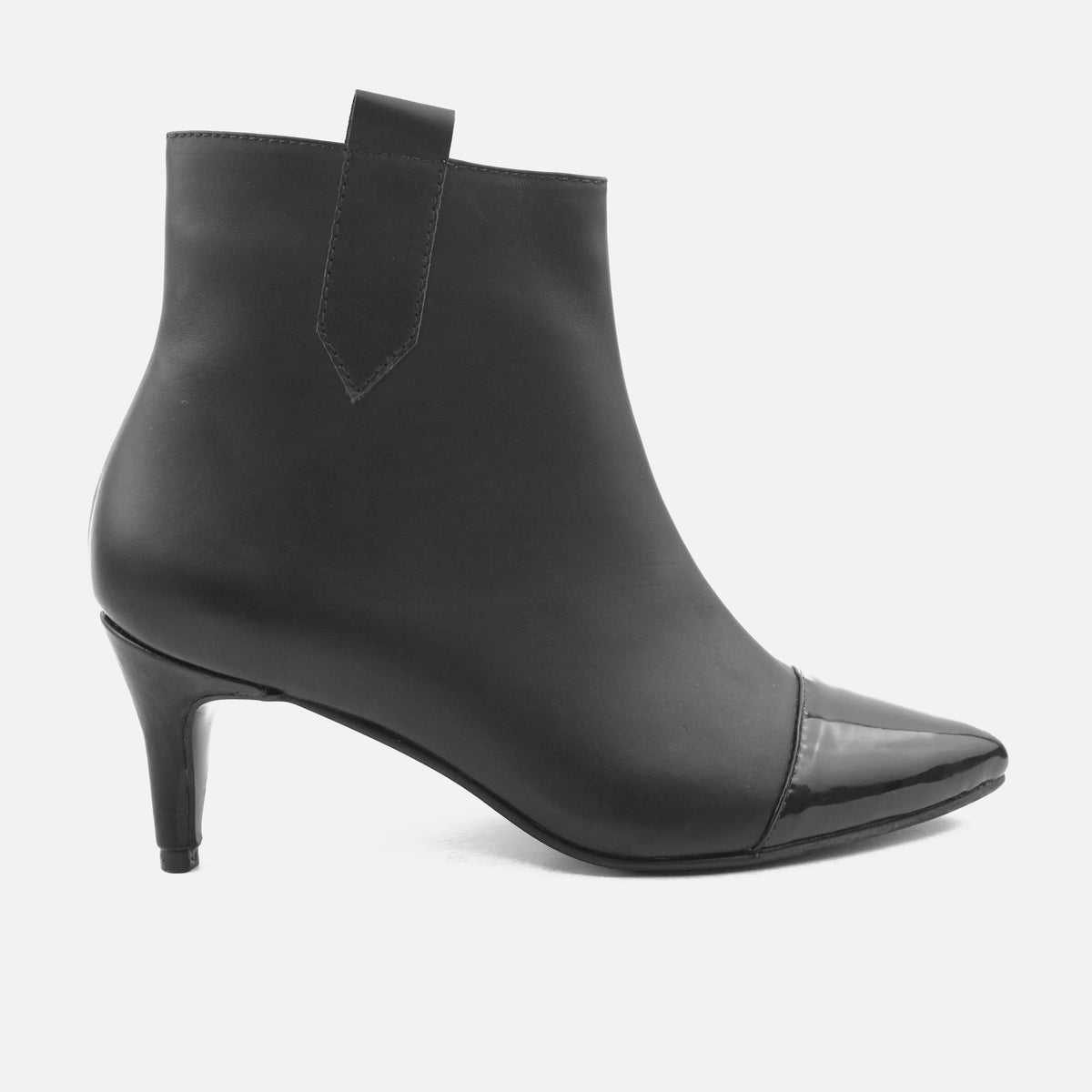 Botin tacon dalia de cuero para mujer - Negro