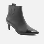 Botin tacon dalia de cuero para mujer - Negro