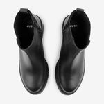 Botin tractorado evangeline de cuero para mujer - Negro