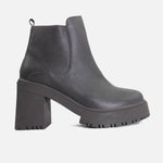 Botin tractorado evangeline de cuero para mujer - Café