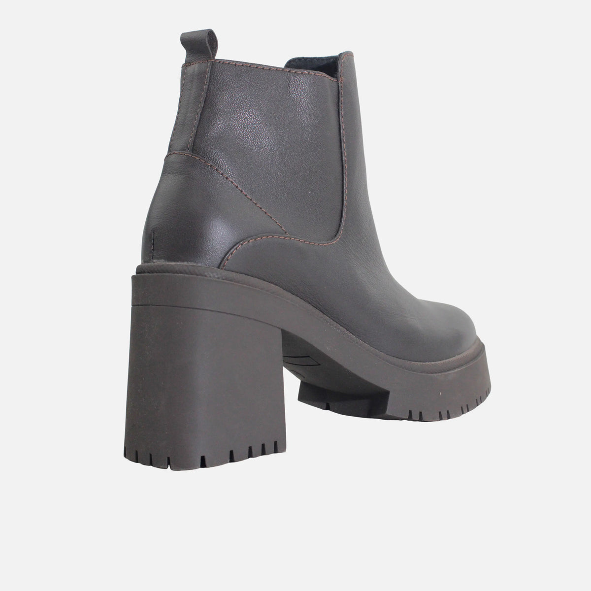 Botin tractorado evangeline de cuero para mujer - Café