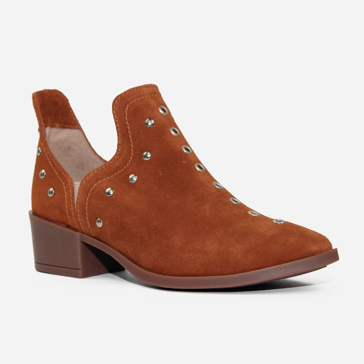 Botin tacon amber de cuero para mujer - Miel