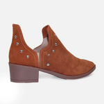 Botin tacon amber de cuero para mujer - Miel