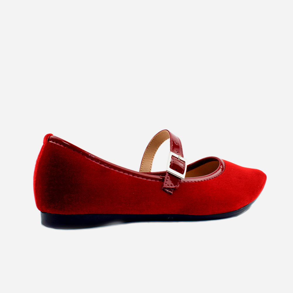 Baleta plana elyse de sintético para mujer - Rojo