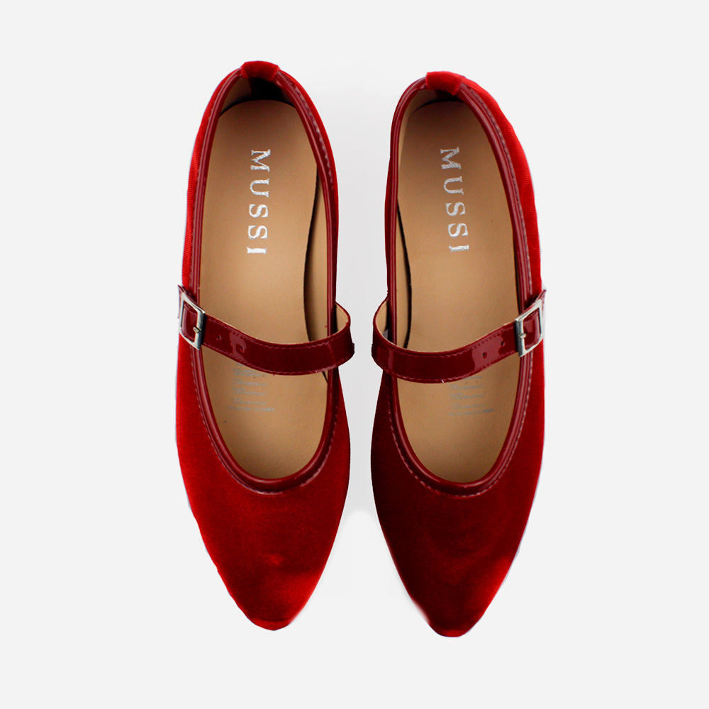 Baleta plana elyse de sintético para mujer - Rojo