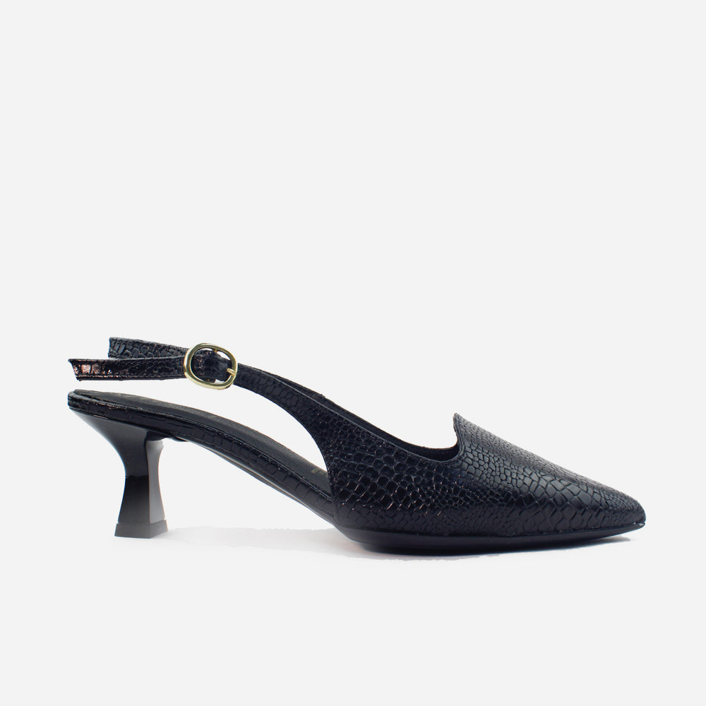 Tacones luzia de cuero para mujer - Negro