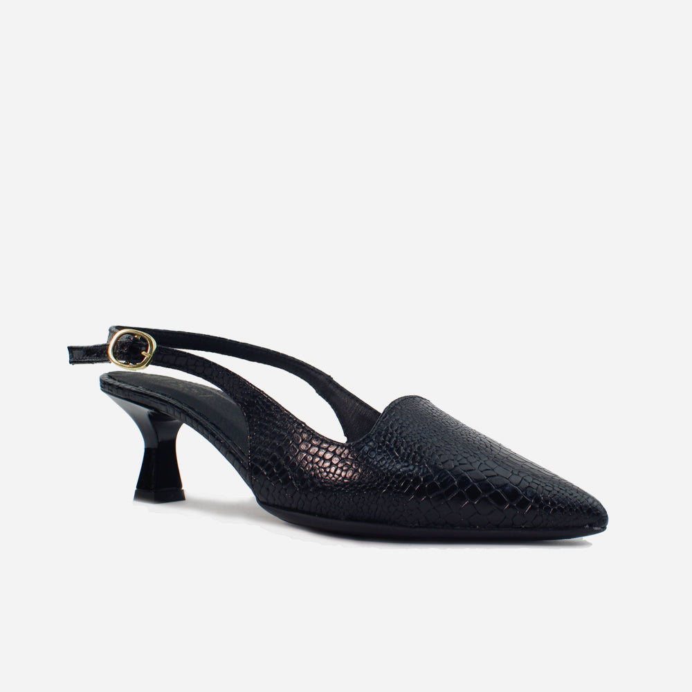 Tacones luzia de cuero para mujer - Negro