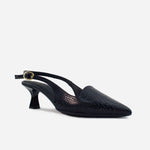 Tacones luzia de cuero para mujer - Negro