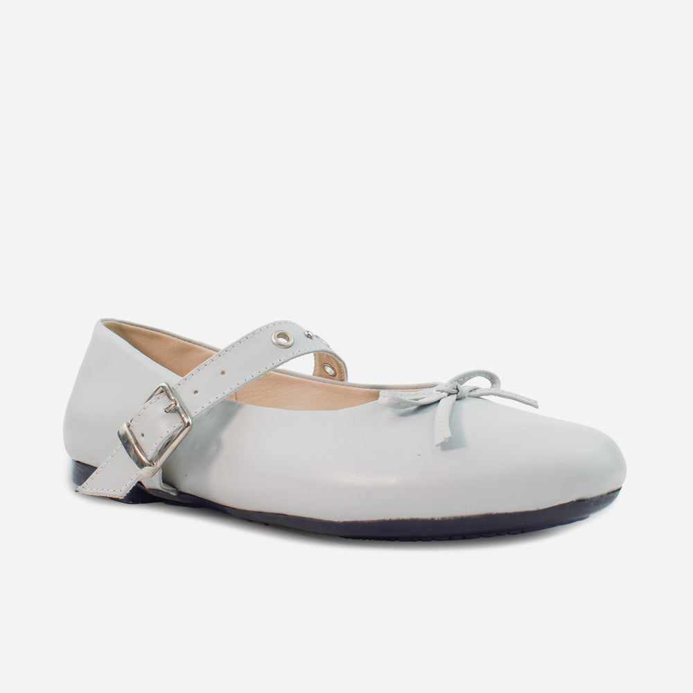 Baleta plana naya de cuero para mujer - Gris