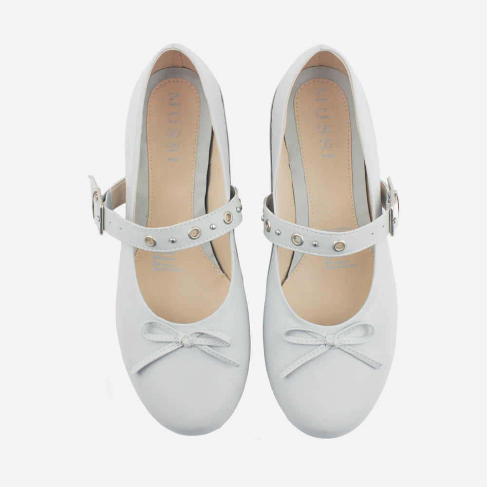 Baleta plana naya de cuero para mujer - Gris