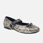 Baleta plana naya de cuero para mujer - Negro