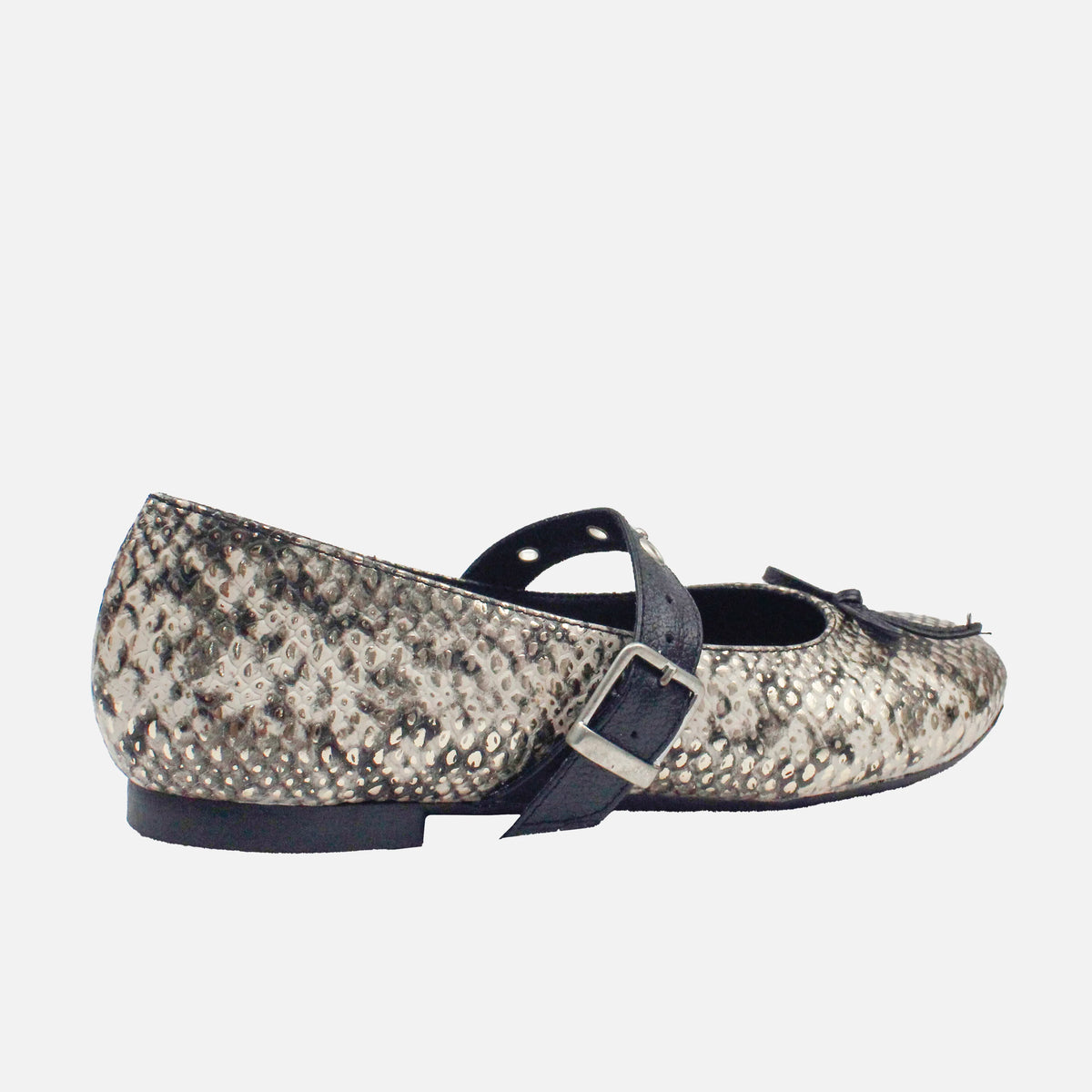 Baleta plana naya de cuero para mujer - Negro