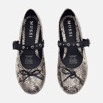 Baleta plana naya de cuero para mujer - Negro