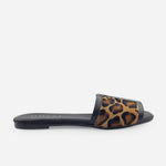 Sandalia plana alina de cuero carnaza para mujer - Negro