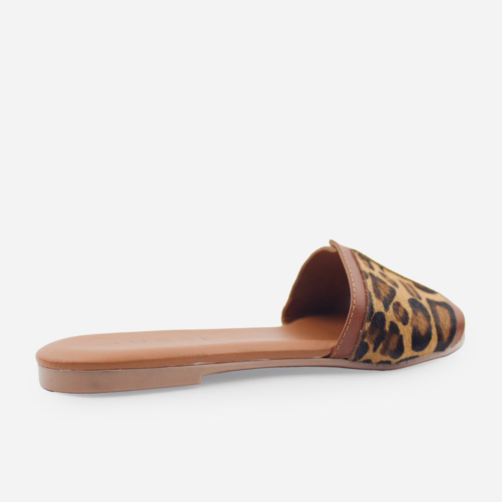 Sandalia plana alina de cuero carnaza para mujer - Miel