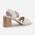 Sandalia tacon aurelia de cuero para mujer - Hueso