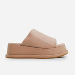 Sandalia flatform raquel de cuero para mujer - Almendra
