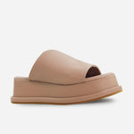 Sandalia flatform raquel de cuero para mujer - Almendra