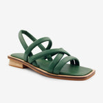 Sandalia plana silvia de cuero para mujer - Verde