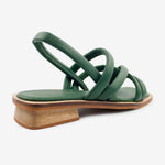 Sandalia plana silvia de cuero para mujer - Verde