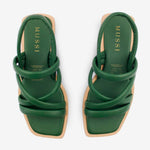 Sandalia plana silvia de cuero para mujer - Verde