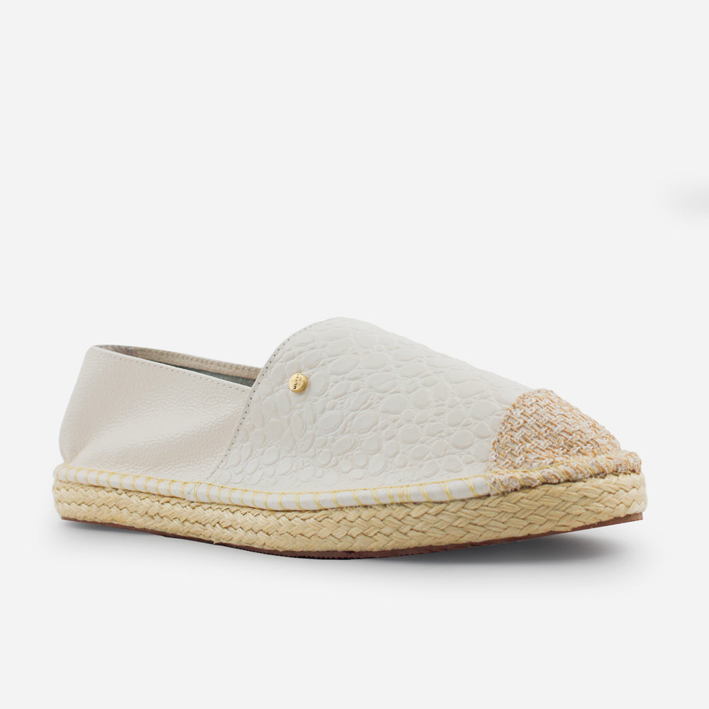 Espadrilla isla de cuero para mujer - Hueso