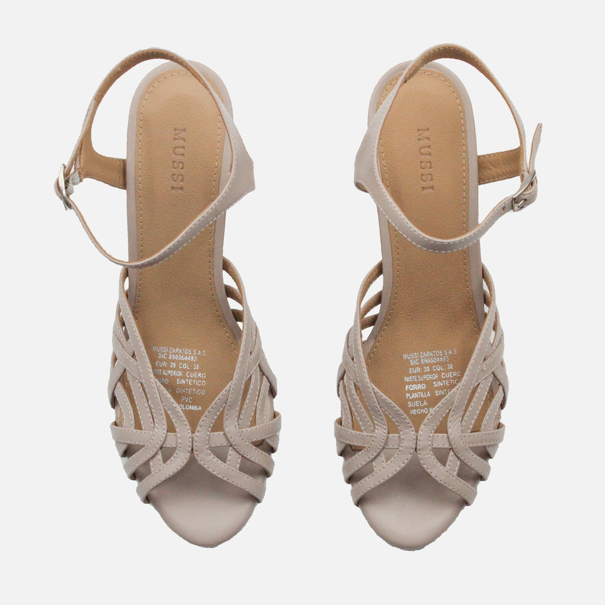 Sandalia tacon gia de cuero para mujer - Taupe